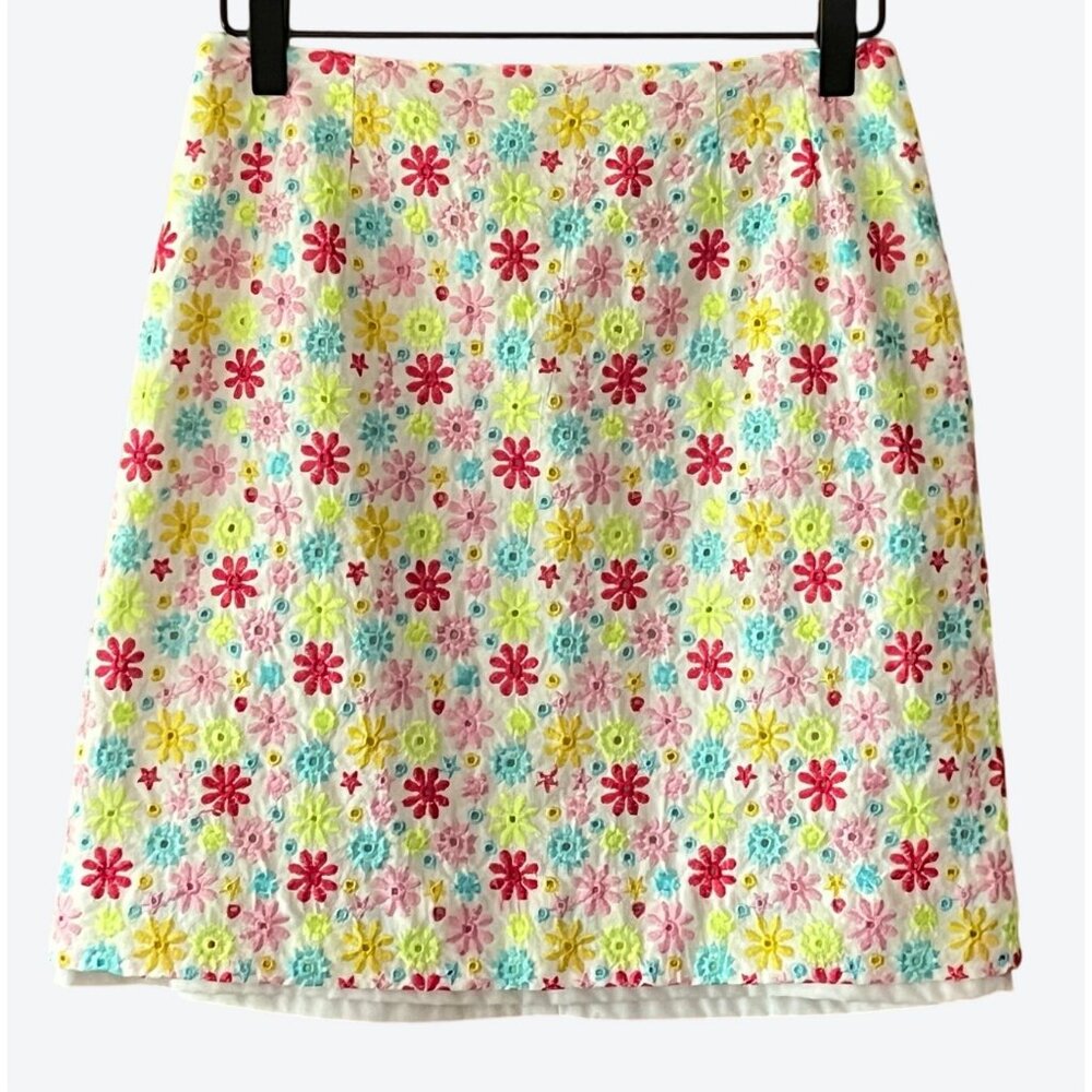 Lilly Pulitzer Women's Size 6 Unlined Yellow Pink White Floral Skirt Waist 26"